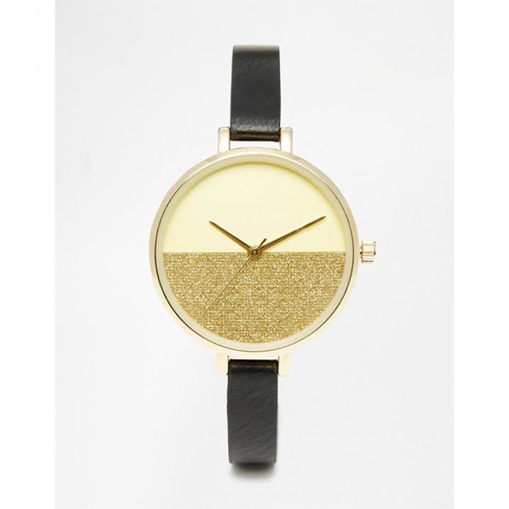 Horloge met gouden glitters