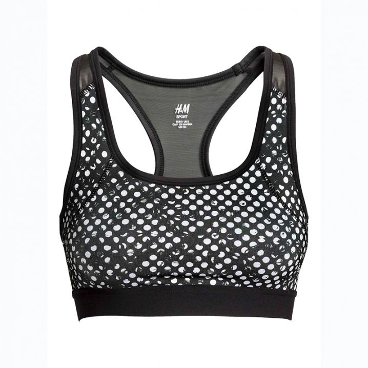 Brassière noire à pois