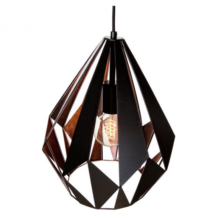 Geometrische hanglamp in zwart met koper