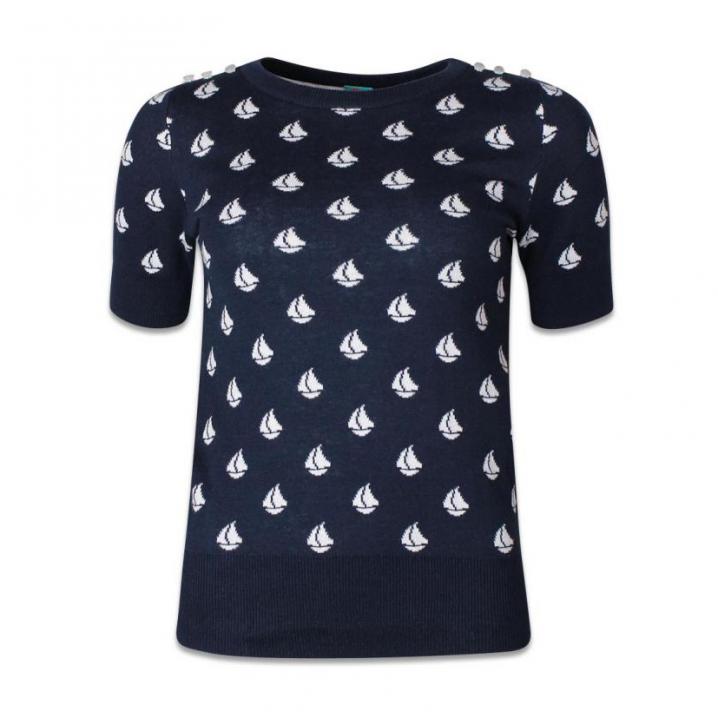 Blauwe top met print