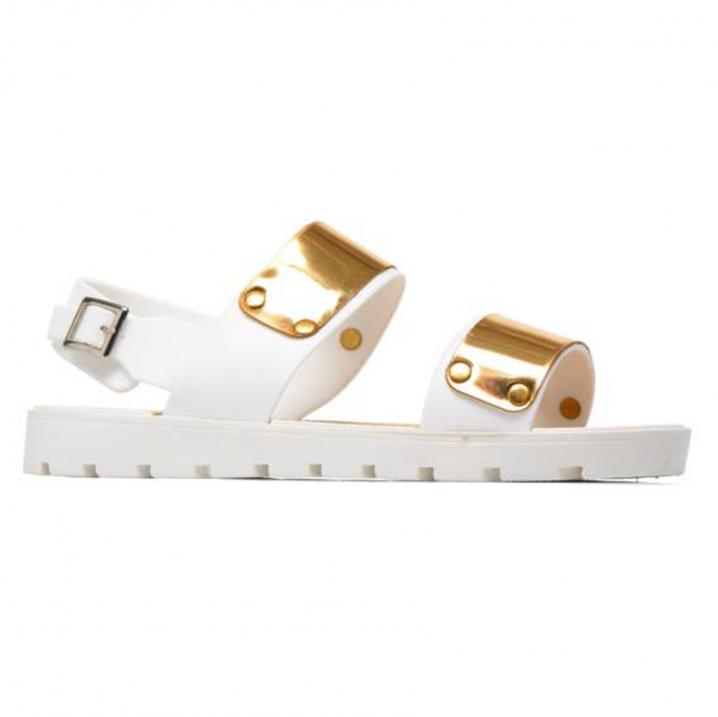 Witte sandalen met goudkleurig accent