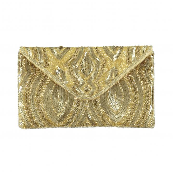 Goudkleurige clutch met pailletten