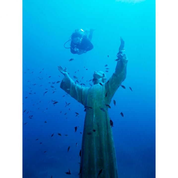 Christ of the Abyss in de Italiaanse Riviera