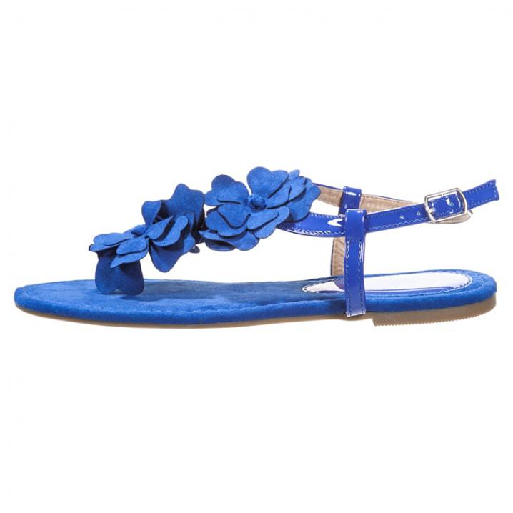 Blauwe sandalen met bloemen