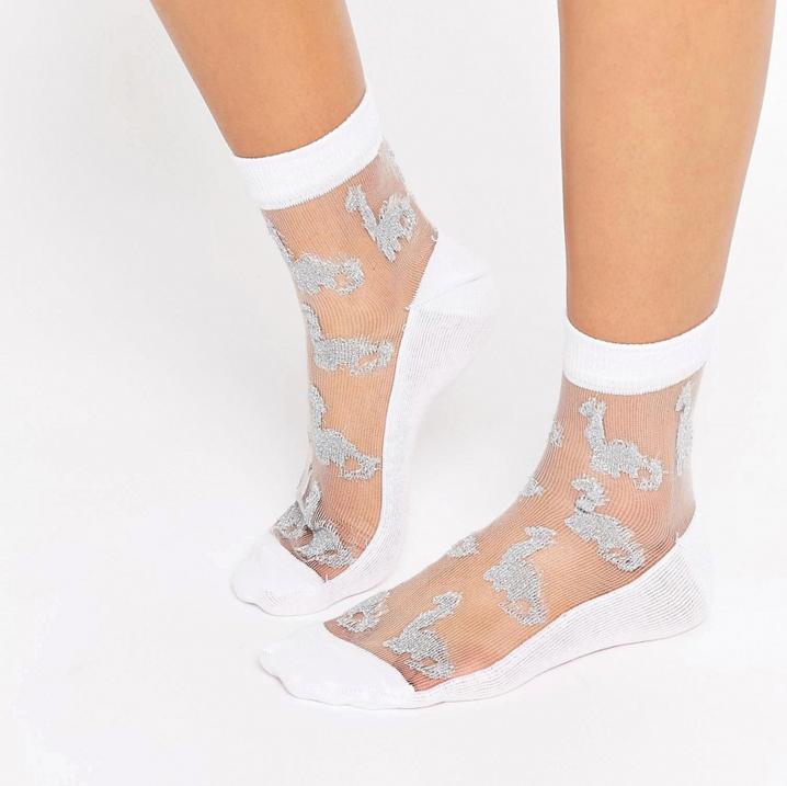 Semitransparante sokken met dinoprint