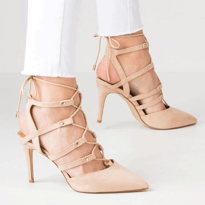 Nude sandalen met hak