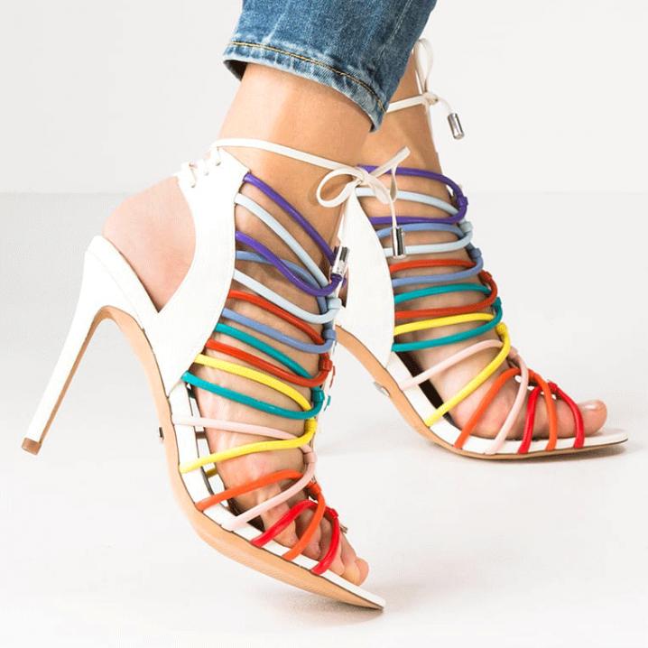 Multicolour sandalen met hak