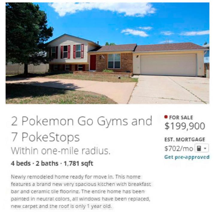 Ja, zélfs om een huis te verkopen wordt 'Pokémon Go' ingezet...