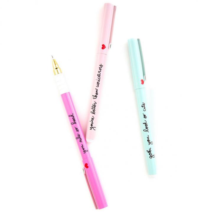 Set van 3 pastelkleurige pennen
