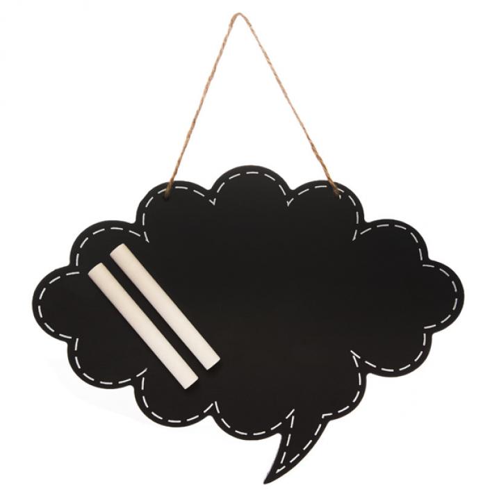 Zwart krijtbord in de vorm van een wolk