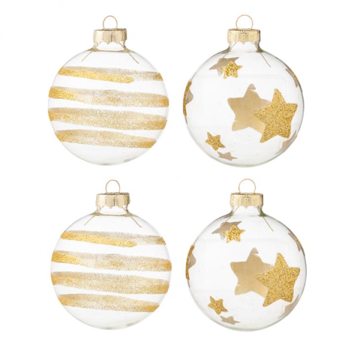 Set van 4 goudkleurige kerstballen