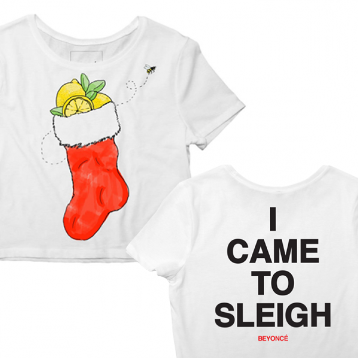 Witte croptop 'I Came To Sleigh' - $ 40