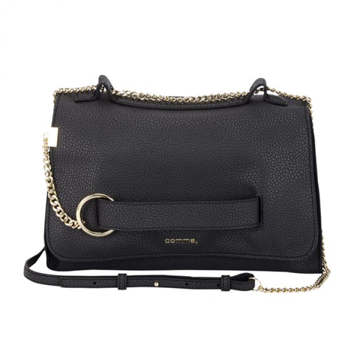 Zwarte handtas met goudkleurige details