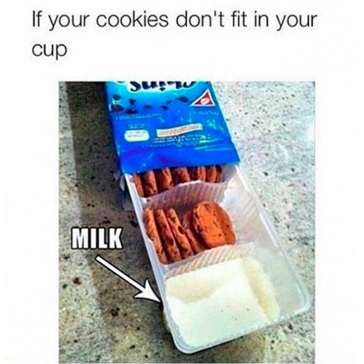 De geniale manier om je koekjes met melk te eten zonder een mok vuil te maken.