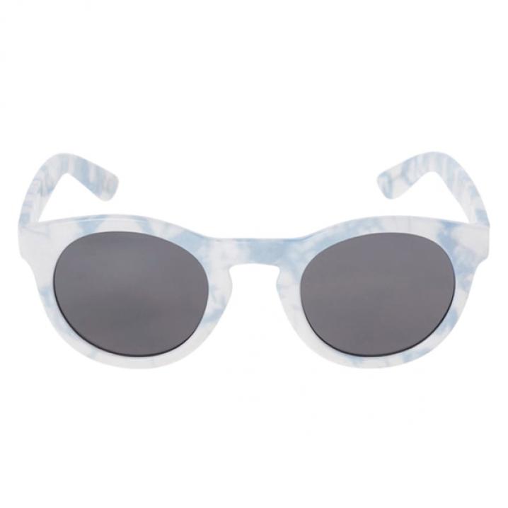 Witte zonnebril met blauwe marmerprint