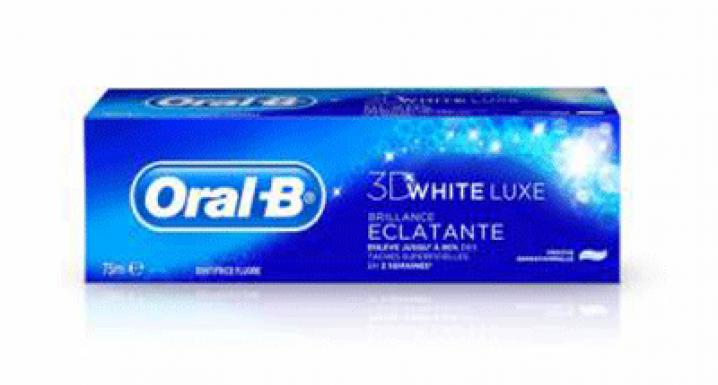 Oral B 3D White Luxe dentifrice (oralb.be), 4,49â‚¬
