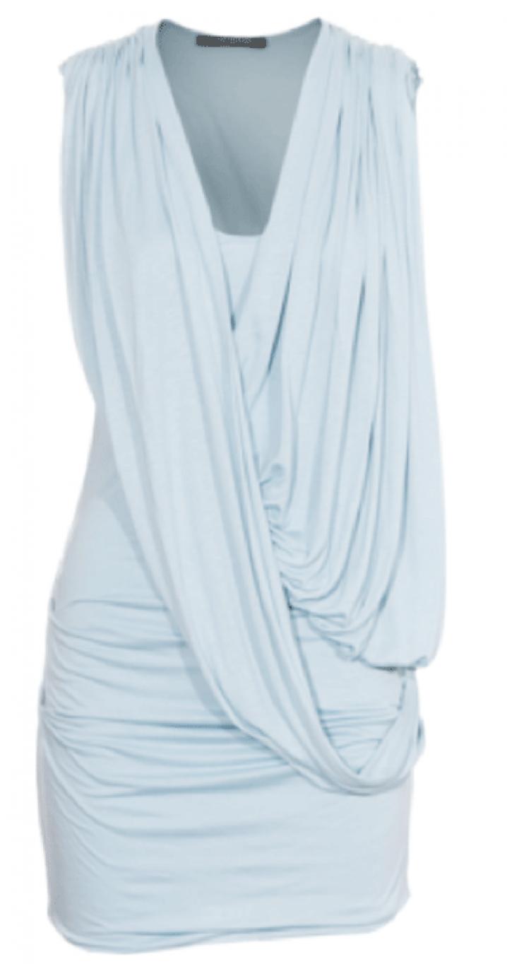 Plein Sud Jeanius Draped Light Blue Draped Viscose Dress - â‚¬279 - jades24.com