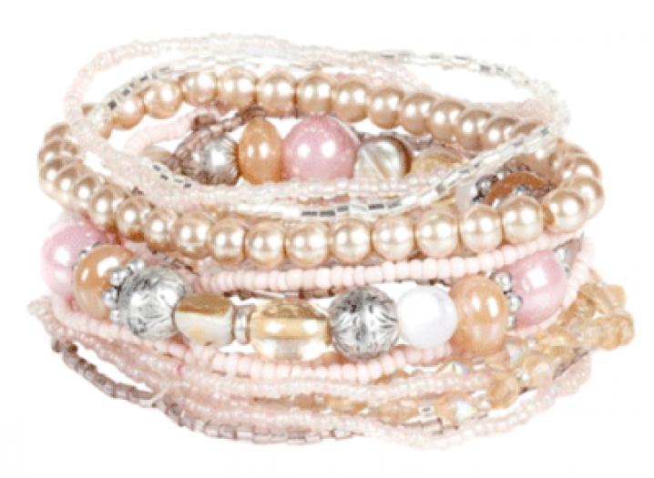 Pink mixed bead bracelet set - Â£6.40 - debenhams.com