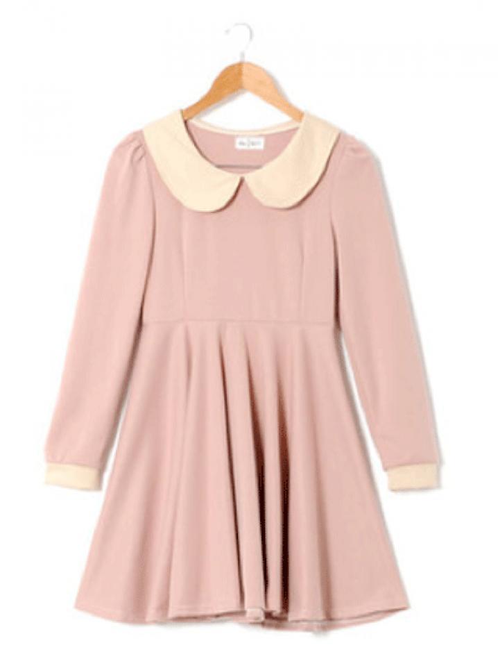 Peter-Pan Collar Dress Navy Blue - One Size - 21 eur