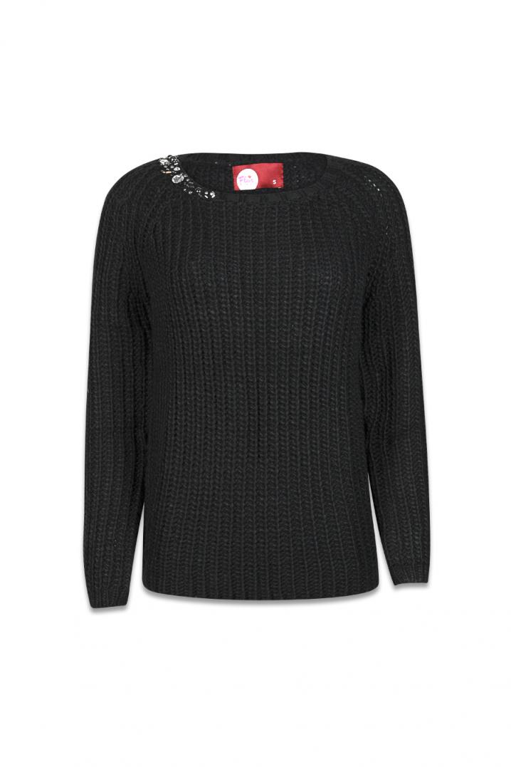 Pull met juwelen op schouder - €54,95