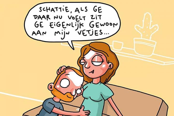 HAHA: cartoonist maakt grappige tekeningen over zijn zwangere vrouw