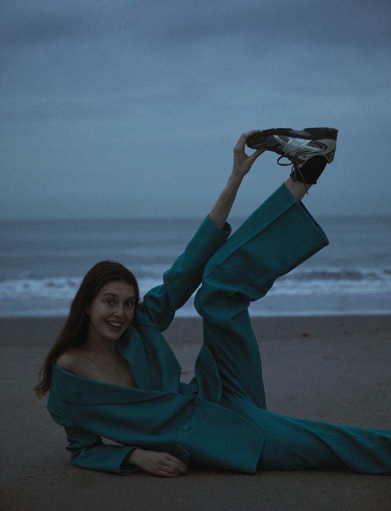 Fendi turquoise jas en broek