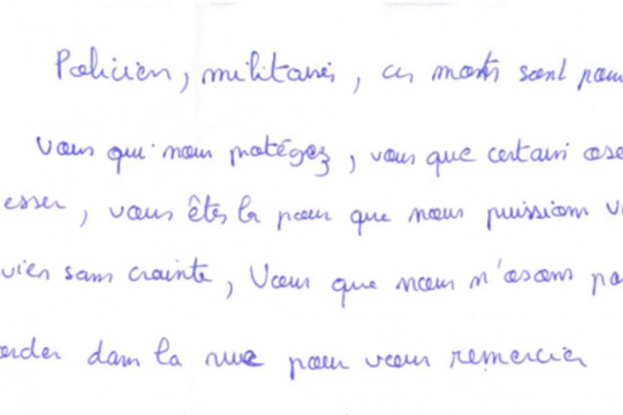 Une petite fille de 10 ans écrit une lettre aux militaires belges