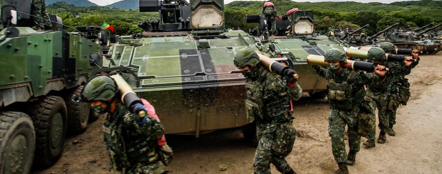 Een oefening door Taiwanese militairen in september in Taiwan.