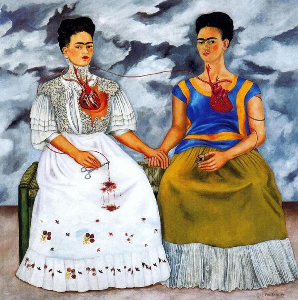 Een van de bekendste schilderijen van Frida Kahlo: De Twee Frida's