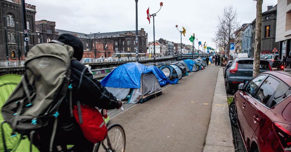 De tentjes in Brussel, afgelopen maandag.