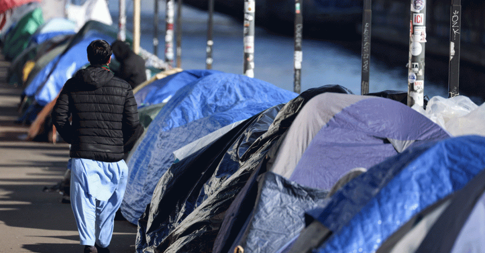 Tentjes in Brussel, begin maart.