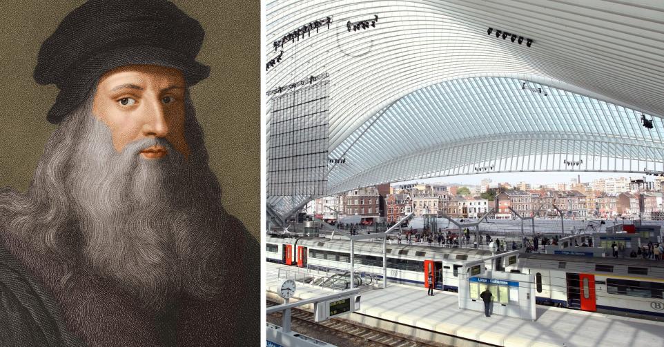 Exposition dédiée à Léonard de Vinci à la gare des Guillemins.