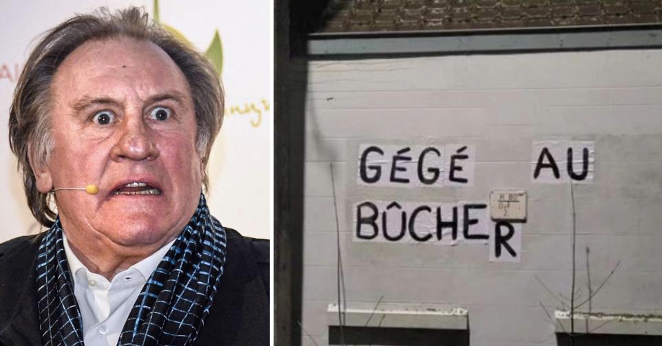 Les Colleuses ont placardé des messages anti-Depardieu à Tournai.