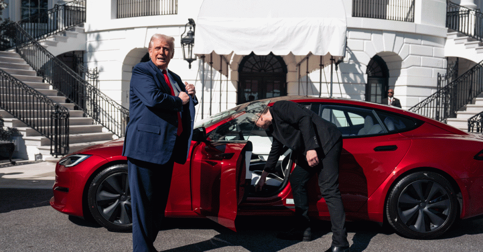 Donald Trump en Elon Musk op dinsdag.