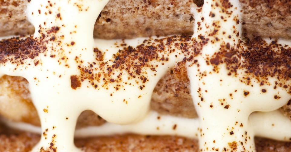 Close up of Tiramisu, a typical north Italian dessert.