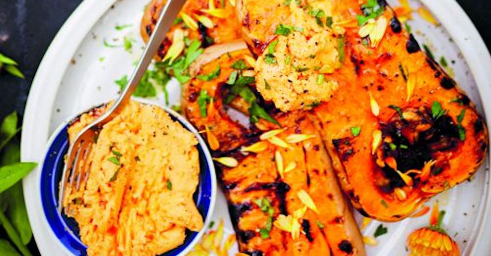Gegrilde pompoen met srirachaboter