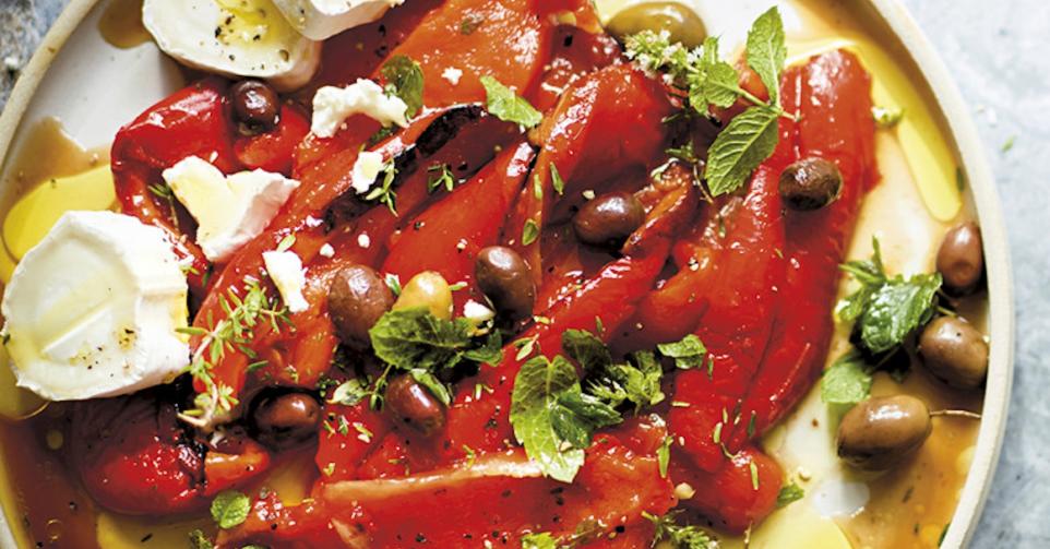 Gegrilde gemarineerde paprika’s met munt