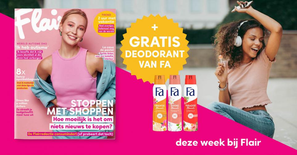 Gratis deodorant Fa