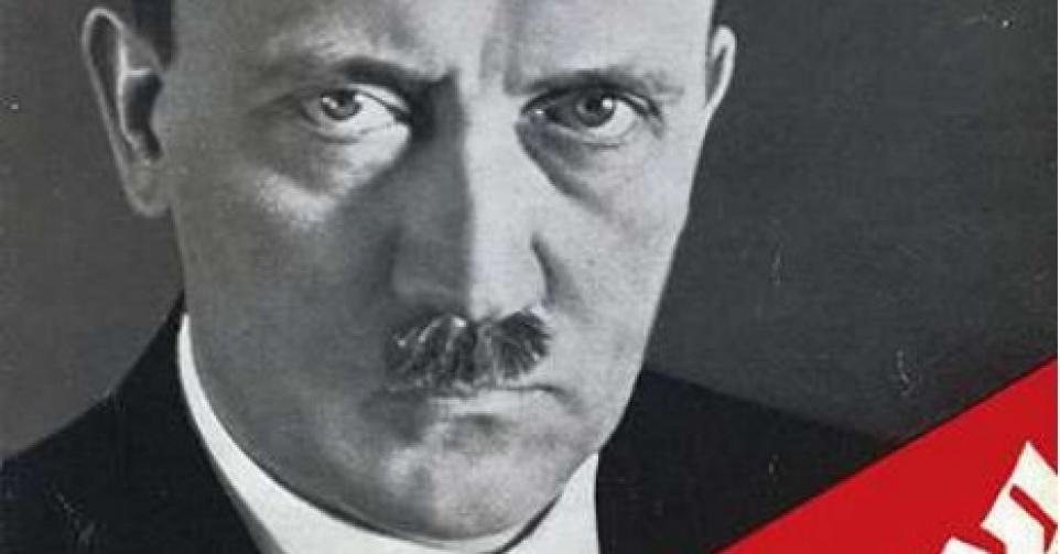 Deel van een foto van de cover van Mein Kampf