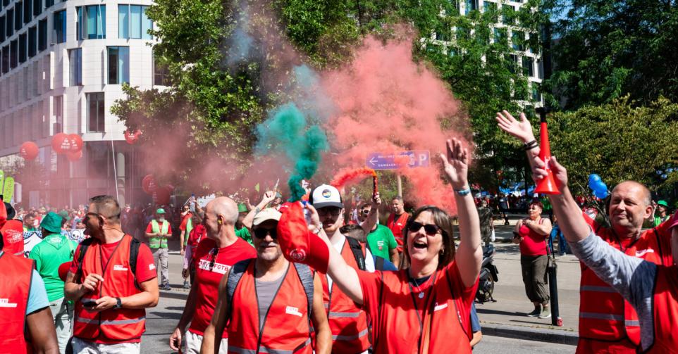 ABVV betoging in Brussel tegen de federale pensioenhervorming 2025