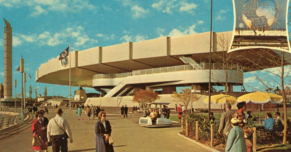 Vieille carte postale souvenir de l'Exposition universelle de 1964, Flushing Meadows Corona Park, Queens, New York City.