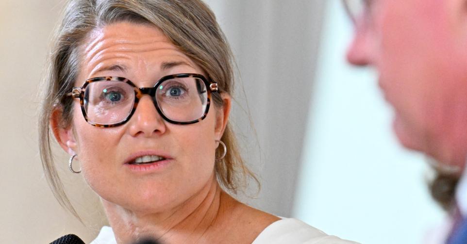 Anneleen Van Bossuyt (N-VA), minister van Asiel en Migratie, tijdens debat over asielopvang in België