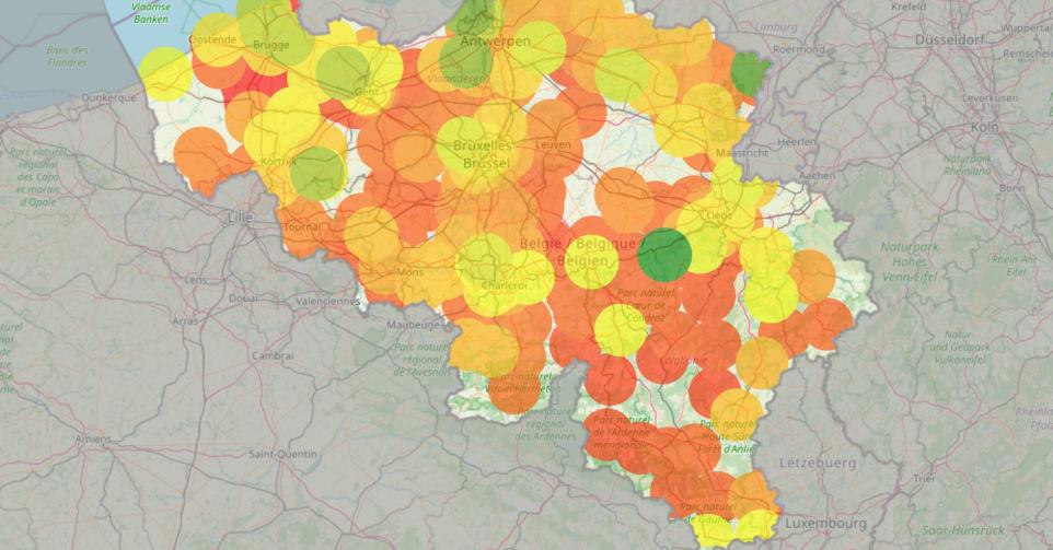 La carte interactive d’Elia sur la capacité d’accueil toujours disponible du réseau électrique