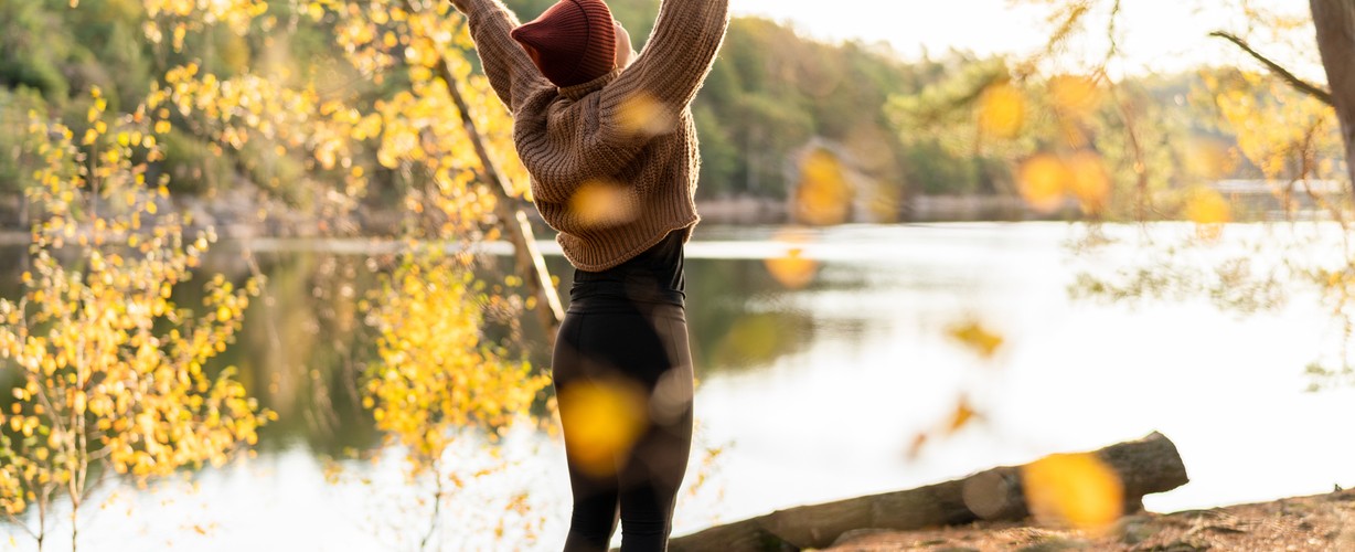 Yoga Outdoors in an Autumn Forest