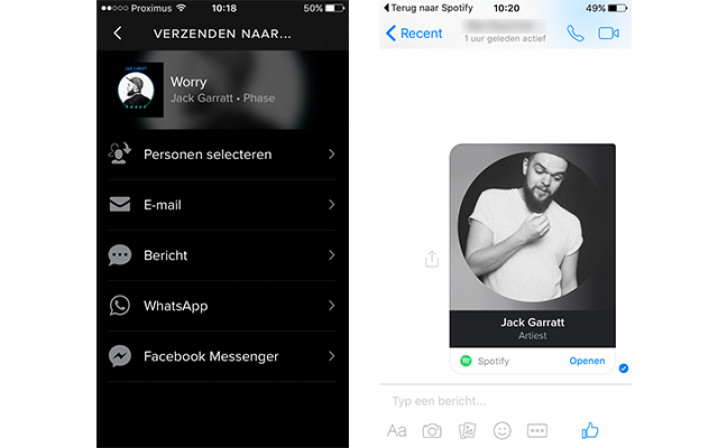 Deel je favoriete Spotify-liedjes met je vrienden via Messenger!